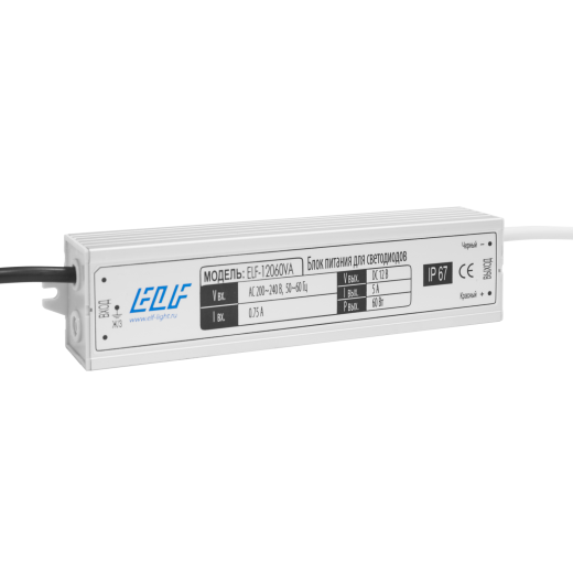 Блок питания герметичный ELFCompact, 12В, 60Вт, металл, IP67