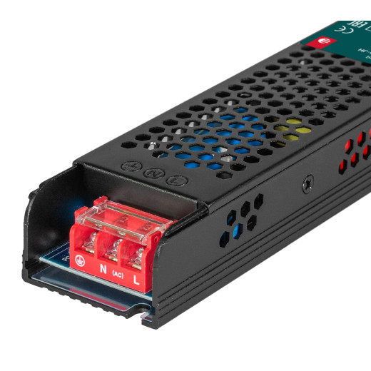 Блок питания интерьерный ELF, 24В, 150Вт, плоский металлический перфорированный корпус (черный)