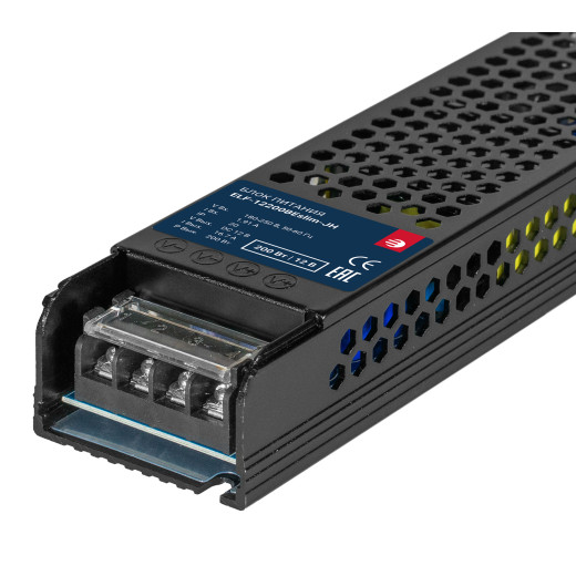 Блок питания интерьерный ELF, 12В, 200Вт, плоский металлический перфорированный корпус (черный)