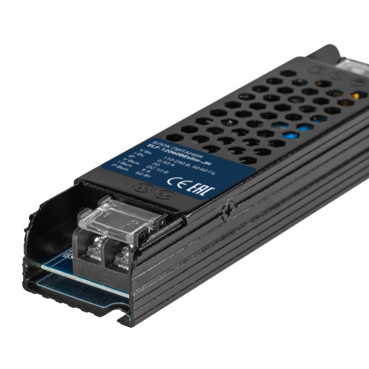 Блок питания интерьерный ELF, 12В, 60Вт, плоский металлический перфорированный корпус (черный)