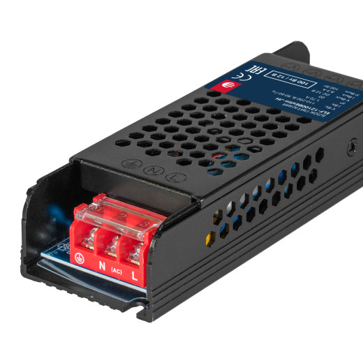 Блок питания интерьерный ELF, 12В, 100Вт, плоский металлический перфорированный корпус (черный)