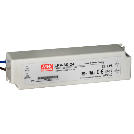 Блок питания Mean Well, герметичный, LPV-60-24, в пластиковом корпусе
