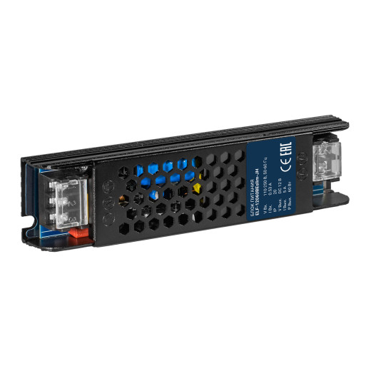 Блок питания интерьерный ELF, 12В, 60Вт, плоский металлический перфорированный корпус (черный)