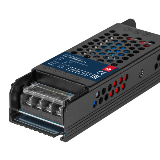 Блок питания интерьерный ELF, 12В, 100Вт, плоский металлический перфорированный корпус (черный)