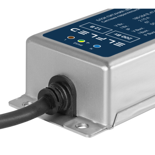 Блок питания герметичный для параллельного подключения ELFLED, 12В, 200Вт, металл, IP67