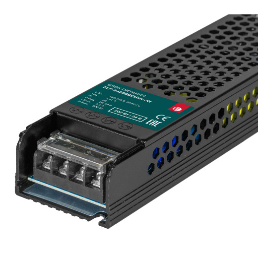 Блок питания интерьерный ELF, 24В, 200Вт, плоский металлический перфорированный корпус (черный)