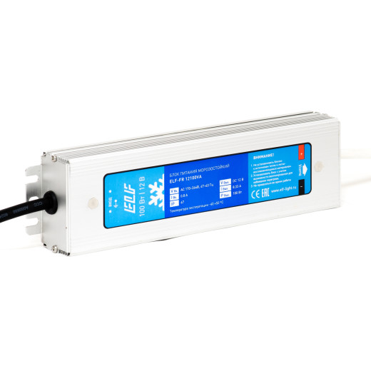 Блок питания герметичный морозостойкий ELF, 12В, 100Вт, металл, IP67, -40/50С
