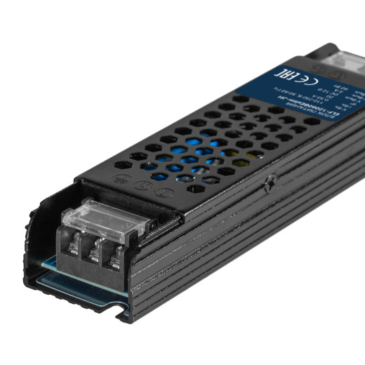 Блок питания интерьерный ELF, 12В, 60Вт, плоский металлический перфорированный корпус (черный)