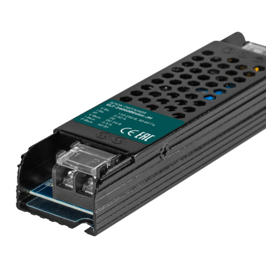 Блок питания интерьерный ELF, 24В, 60Вт, плоский металлический перфорированный корпус (черный)