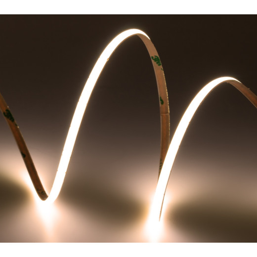 Лента светодиодная ELFLED 480COB диодов, 24В, 5м, ширина 4мм, белый теплый 2800-3300К