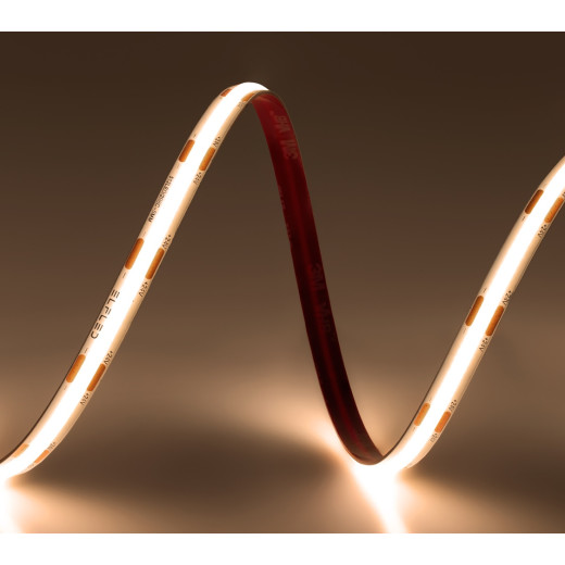 Лента светодиодная ELFLED 512COB диодов, 24В, 5м, ширина 8мм, белый теплый 2800-3300К