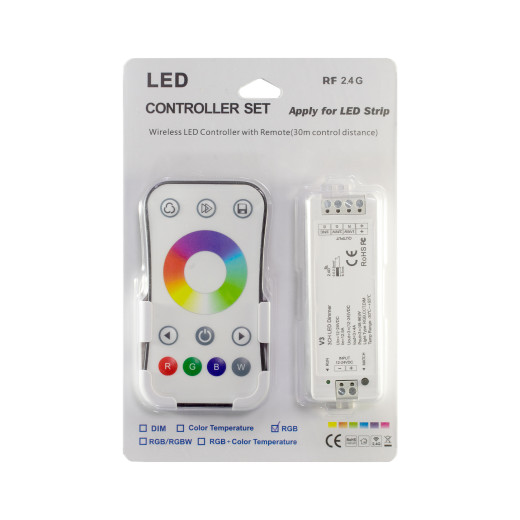 Комплект ELFLED (RGB-контроллер V3 и Пульт 1-зоновый 2.4G, белый)