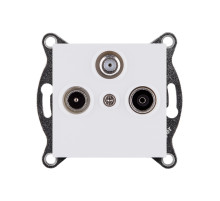 Розетка тройная TV (мама) + TV (папа) + спутниковая SAT, белый матовый Kollinger REA-036WM для Aspekt, Eleganz, Reflex