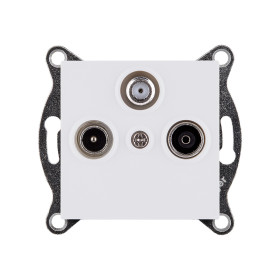 Розетка тройная TV (мама) + TV (папа) + спутниковая SAT, белый матовый Kollinger REA-036WM для Aspekt, Eleganz, Reflex