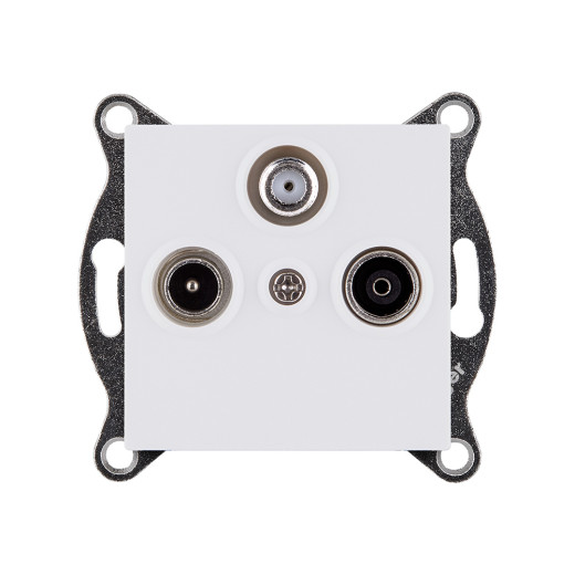 Розетка тройная TV (мама) + TV (папа) + спутниковая SAT, белый матовый Kollinger REA-036WM для Aspekt, Eleganz, Reflex