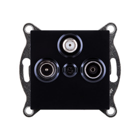 Розетка тройная TV (мама) + TV (папа) + спутниковая SAT, черный Kollinger REA-036BK для Aspekt, Eleganz, Reflex