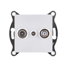 Розетка двойная TV (мама) + спутниковая SAT, белый Kollinger REA-035WH для Aspekt, Eleganz, Reflex