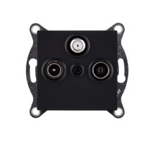 Розетка тройная TV (мама) + TV (папа) + спутниковая SAT, черный матовый Kollinger REA-036BM для Aspekt, Eleganz, Reflex