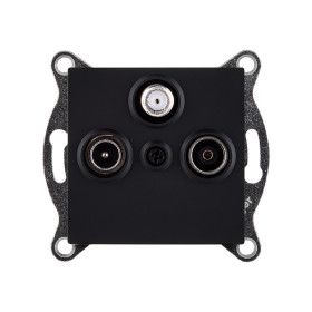 Розетка тройная TV (мама) + TV (папа) + спутниковая SAT, черный матовый Kollinger REA-036BM для Aspekt, Eleganz, Reflex
