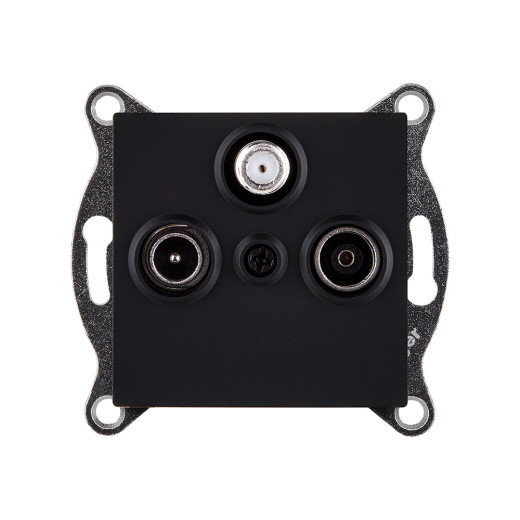 Розетка тройная TV (мама) + TV (папа) + спутниковая SAT, черный матовый Kollinger REA-036BM для Aspekt, Eleganz, Reflex