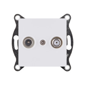 Розетка двойная TV (мама) + спутниковая SAT, белый матовый Kollinger REA-035WM для Aspekt, Eleganz, Reflex