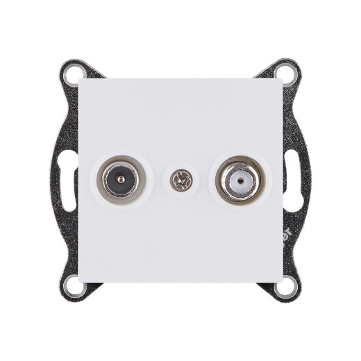 Розетка двойная TV (мама) + спутниковая SAT, белый матовый Kollinger REA-035WM для Aspekt, Eleganz, Reflex
