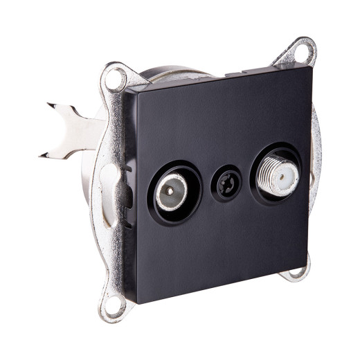 Розетка двойная TV (мама) + спутниковая SAT, черный Kollinger REA-035BK для Aspekt, Eleganz, Reflex