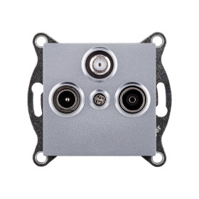 Розетка тройная TV (мама) + TV (папа) + спутниковая SAT, серый Kollinger REA-036GY для Aspekt, Eleganz, Reflex