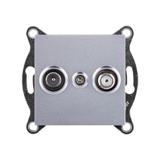 Розетка двойная TV (мама) + спутниковая SAT, серый Kollinger REA-035GY для Aspekt, Eleganz, Reflex