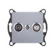 Розетка двойная TV (мама) + спутниковая SAT, серый Kollinger REA-035GY для Aspekt, Eleganz, Reflex