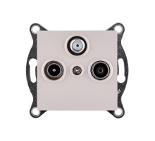 Розетка тройная TV (мама) + TV (папа) + спутниковая SAT, кашемир матовый Kollinger REA-036CM для Aspekt, Eleganz, Reflex