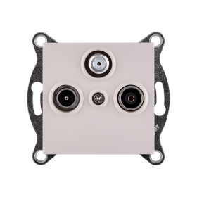 Розетка тройная TV (мама) + TV (папа) + спутниковая SAT, кашемир матовый Kollinger REA-036CM для Aspekt, Eleganz, Reflex