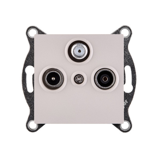 Розетка тройная TV (мама) + TV (папа) + спутниковая SAT, кашемир матовый Kollinger REA-036CM для Aspekt, Eleganz, Reflex