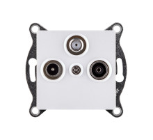 Розетка тройная TV (мама) + TV (папа) + спутниковая SAT, белый Kollinger REA-036WH для Aspekt, Eleganz, Reflex