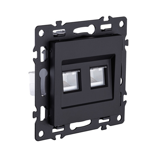 Розетка двойная Ethernet RJ45 Cat.6, черный Kollinger Asthetik AS-018BK