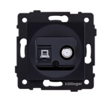 Розетка двойная спутниковая SAT + RJ45 Cat.6, черный Kollinger REA-022BK для Aspekt, Eleganz, Reflex