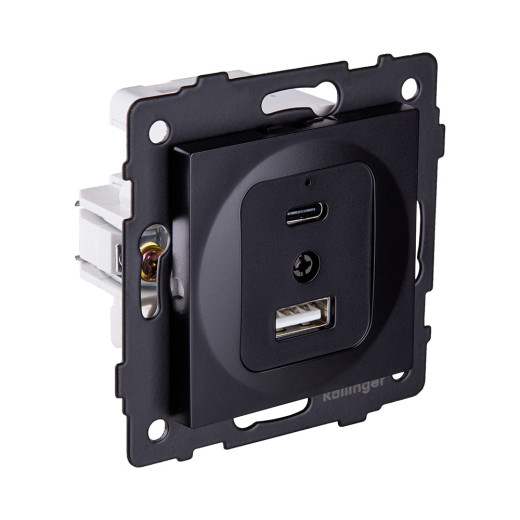 Розетка USB A+C 20W, черный Kollinger REA-037BK для Aspekt, Eleganz, Reflex