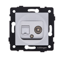 Розетка двойная TV (мама) + RJ45 Cat.6, серый Kollinger REA-012GY для Aspekt, Eleganz, Reflex