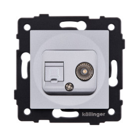 Розетка двойная TV (мама) + RJ45 Cat.6, серый Kollinger REA-012GY для Aspekt, Eleganz, Reflex