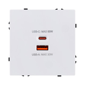 Розетка USB A+C 65W, белый глянцевый Kollinger Eclipse EC-024WG
