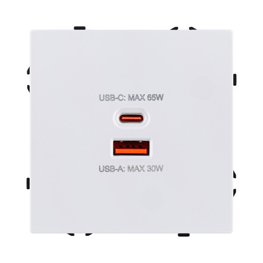 Розетка USB A+C 65W, белый глянцевый Kollinger Eclipse EC-024WG