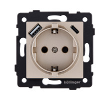 Розетка штепсельная SCHUKO 16A/250 В с USB A+C 20W, золотой Kollinger REA-004GD для Aspekt, Eleganz, Reflex