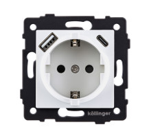 Розетка штепсельная SCHUKO 16A/250 В с USB A+C 20W, белый Kollinger REA-004WH для Aspekt, Eleganz, Reflex