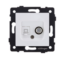 Розетка двойная спутниковая SAT + RJ45 Cat.6, белый матовый Kollinger REA-022WM для Aspekt, Eleganz, Reflex
