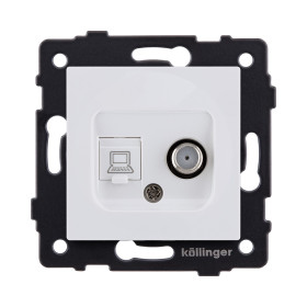 Розетка двойная спутниковая SAT + RJ45 Cat.6, белый матовый Kollinger REA-022WM для Aspekt, Eleganz, Reflex