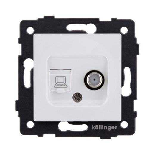 Розетка двойная спутниковая SAT + RJ45 Cat.6, белый матовый Kollinger REA-022WM для Aspekt, Eleganz, Reflex
