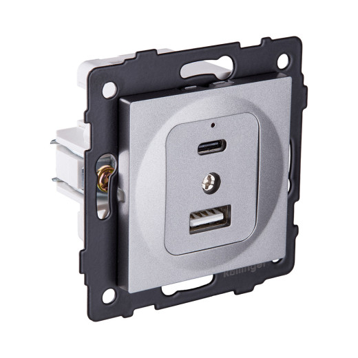 Розетка USB A+C 20W, серый Kollinger REA-037GY для Aspekt, Eleganz, Reflex