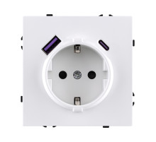 Розетка штепсельная SCHUKO 16A/250 В с USB A+C 20W, белый матовый Kollinger Eclipse EC-016WH