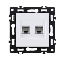Розетка двойная Ethernet RJ45 Cat.6, белый Kollinger Asthetik AS-018WH