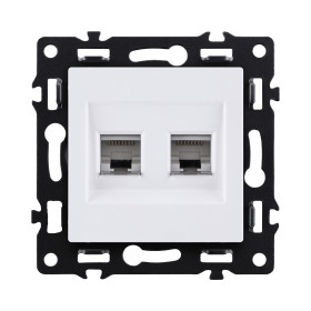 Розетка двойная Ethernet RJ45 Cat.6, белый Kollinger Asthetik AS-018WH
